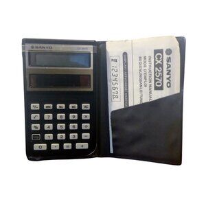 Vin. Sanyo Amorphous Solar Battery Calculator CX 2570 with Case/Booklet-Working
